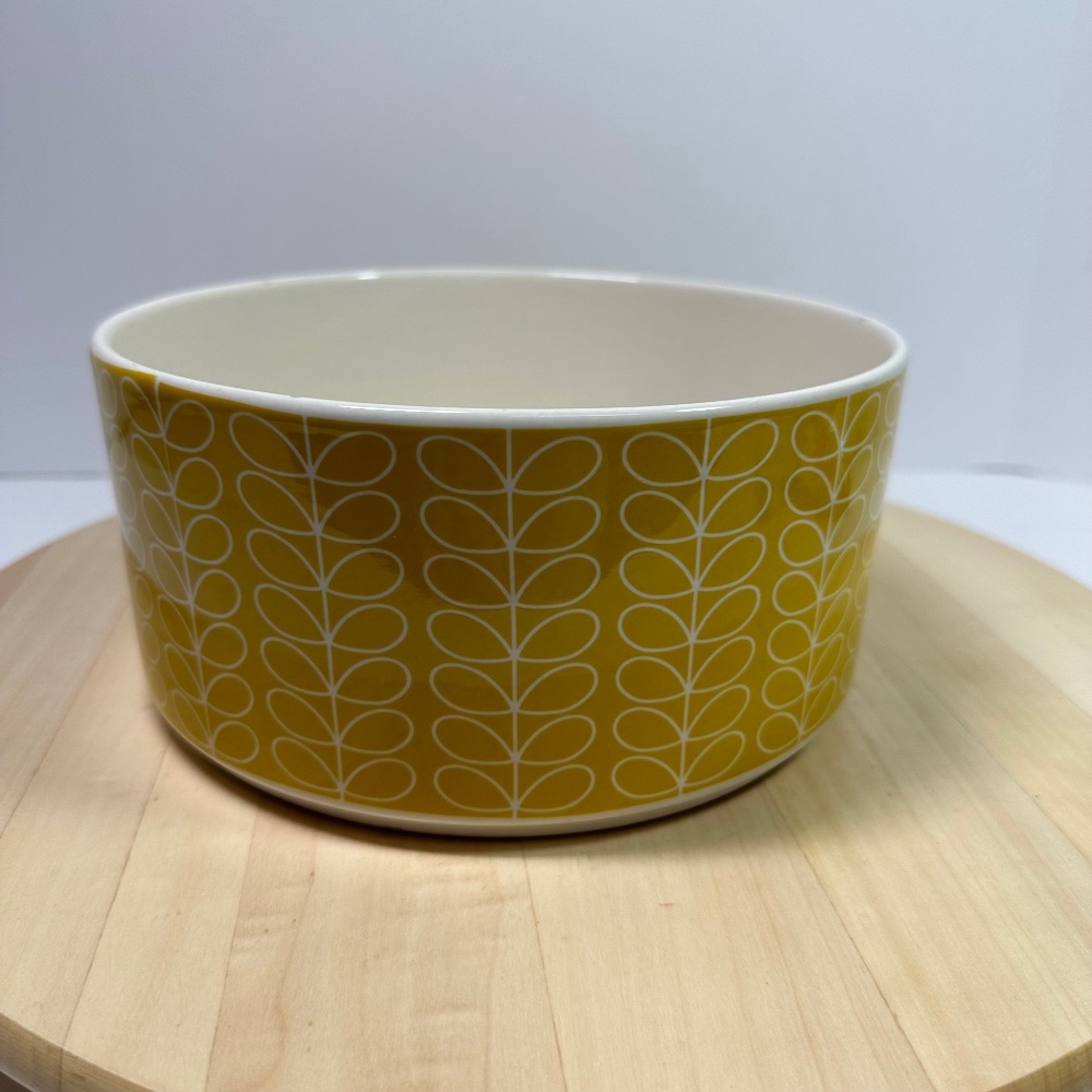 Orla Kiely House 2010 Yellow White Leaf & Stem Large 8" Round Serving Bowl